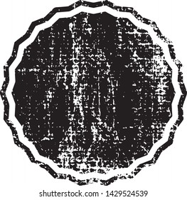 Grunge Post Stamp. Circle, Round Banner, Insignia, Logo, Icon, Label or Badge. Vector Distressed Texture. Blank Shape. Vector Illustration. Black circle isolated on white. EPS10.