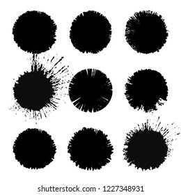 Grunge post stamp set, circles. Round banners, boxes, frames, labels or badges, backgrounds. Vector grungy, distress textures. Blank shapes. Dirty artistic design elements.