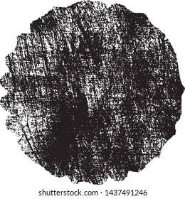 Grunge Post Stamp. Uneven Hand Drawn Circle, Round Banner, Insignia, Logo, Icon, Label or Badge. Vector Distressed Texture. Blank Shape. Vector Illustration. Black circle isolated on white. EPS10.
