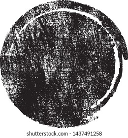 Grunge Post Stamp. Uneven Hand Drawn Circle, Round Banner, Insignia, Logo, Icon, Label or Badge. Vector Distressed Texture. Blank Shape. Vector Illustration. Black circle isolated on white. EPS10.