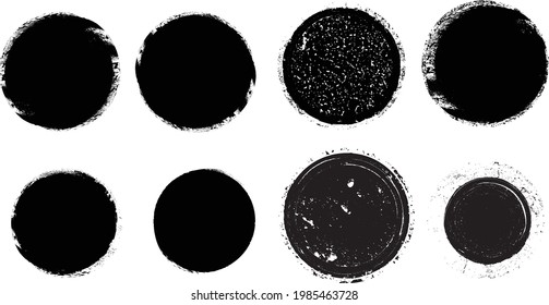 Grunge post stamps collection, circle. Banner, insignia , logo. Textured label . Rounded badge . Vector distress texture. Blank shape.