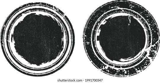 Grunge post stamps collection, circle. Banner, insignia , logo. Textured label . Rounded badge . Vector distress texture. Blank shape.