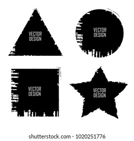 Grunge post Stamps Collection, Circles. triangles, star , square . Banners, Insignias , Logos, Icons, Labels and Badges Set . vector distress textures.blank shapes.