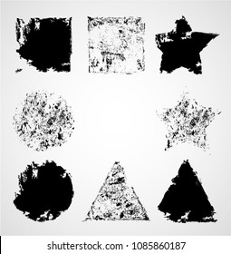 Grunge post Stamps Collection, Circles, star, squares, triangles. Banners, Insignias , Logos, Icons, Labels and Badges Set . vector distress textures.blank shapes.