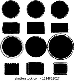 Grunge post Stamps Collection, Circles. Banners, Insignias , Logos, Icons, Labels and Badges Set . vector distress textures.blank shapes.