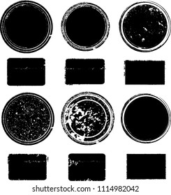 Grunge post Stamps Collection, Circles. Banners, Insignias , Logos, Icons, Labels and Badges Set . vector distress textures.blank shapes.