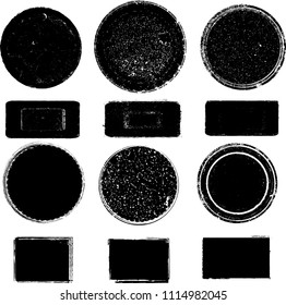 Grunge post Stamps Collection, Circles. Banners, Insignias , Logos, Icons, Labels and Badges Set . vector distress textures.blank shapes.