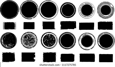 Grunge post Stamps Collection, Circles. Banners, Insignias , Logos, Icons, Labels and Badges Set . vector distress textures.blank shapes.
