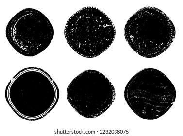 Grunge post Stamps Collection, Circles. Banners, Insignias , Logos, Icons, Labels and Badges Set . vector distress textures. blank rounded shapes.