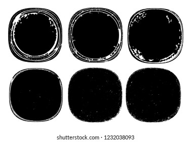 Grunge post Stamps Collection, Circles. Banners, Insignias , Logos, Icons, Labels and Badges Set . vector distress textures. blank rounded shapes.