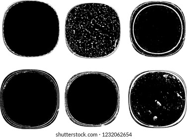 Grunge post Stamps Collection, Circles. Banners, Insignias , Logos, Icons, Labels and Badges Set . vector distress textures.blank shapes.
