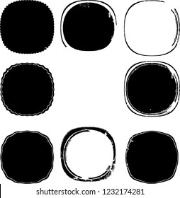 Grunge post Stamps Collection, Circles. Banners, Insignias , Logos, Icons, Labels and Badges Set . vector distress textures.blank rounded shapes.