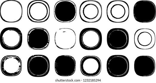 Grunge post Stamps Collection, Circles. Banners, Insignias , Logos, Icons, Labels and Badges Set . vector distress textures.blank shapes.
