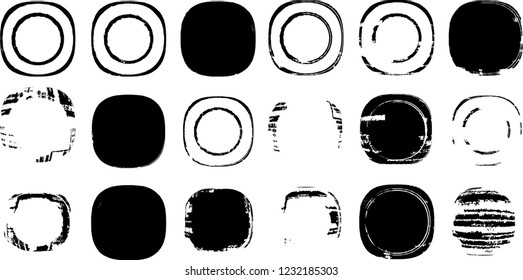Grunge post Stamps Collection, Circles. Banners, Insignias , Logos, Icons, Labels and Badges Set . vector distress textures.blank shapes.
