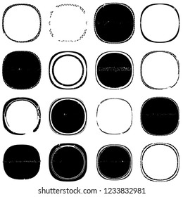 Grunge post Stamps Collection, Circles. Banners, Insignias , Logos, Icons, Labels and Badges Set . vector distress textures.blank shapes.