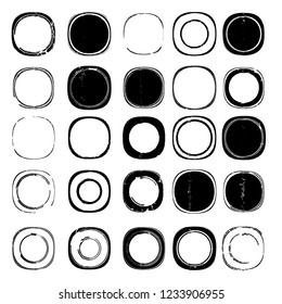Grunge post Stamps Collection, Circles. Banners, Insignias , Logos, Icons, Labels and Badges Set . vector distress textures.blank rounded shapes.