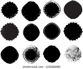 Grunge post Stamps Collection, Circles. Banners, Insignias , Logos, Icons, Labels and Badges Set . vector distress textures.blank shapes.
