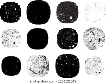 Grunge post Stamps Collection, Circles. Banners, Insignias , Logos, Icons, Labels and Badges Set . vector distress textures.blank shapes.