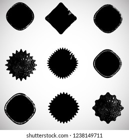 Grunge post Stamps Collection, Circles. Banners, Insignias , Logos, Icons, Labels and Badges Set . vector distress textures.blank shapes.
