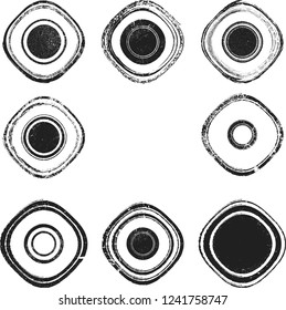 Grunge post Stamps Collection, Circles. Banners, Insignias , Logos, Icons, Labels and Badges Set . vector distress textures.blank shapes.