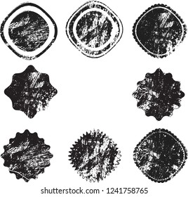 Grunge post Stamps Collection, Circles. Banners, Insignias , Logos, Icons, Labels and Badges Set . vector distress textures.blank shapes.