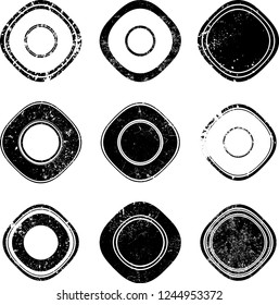 Grunge post Stamps Collection, Circles. Banners, Insignias , Logos, Icons, Labels and Badges Set . vector distress textures.blank shapes.