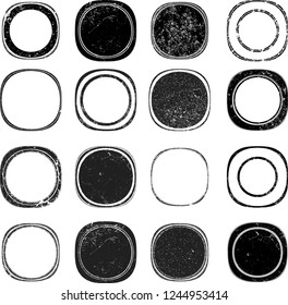 Grunge post Stamps Collection, Circles. Banners, Insignias , Logos, Icons, Labels and Badges Set . vector distress textures.blank shapes.