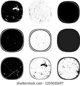 Grunge post Stamps Collection, Circles. Banners, Insignias , Logos, Icons, Labels and Badges Set . vector distress textures.blank shapes.
