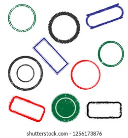 Grunge post Stamps Collection, Circles. Banners, Insignias , Logos, Icons, Labels and Badges Set . vector distress textures.blank shapes.