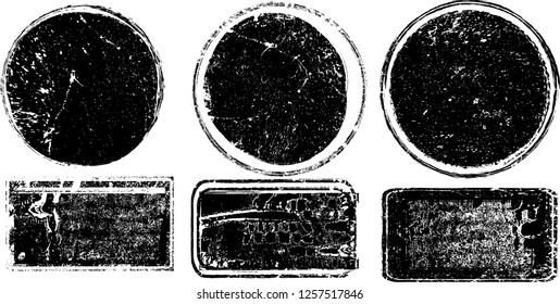 Grunge post Stamps Collection, Circles. Banners, Insignias , Logos, Icons, Labels and Badges Set . vector distress textures.blank shapes.
