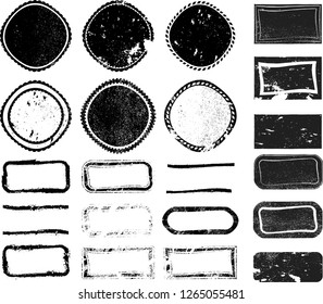 Grunge post Stamps Collection, Circles. Banners, Insignias , Logos, Icons, Labels and Badges Set . vector distress textures.blank shapes.