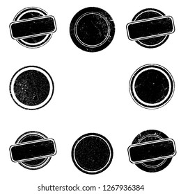 Grunge post Stamps Collection, Circles. Banners, Insignias , Logos, Icons, Labels and Badges Set . vector distress textures.blank shapes.
