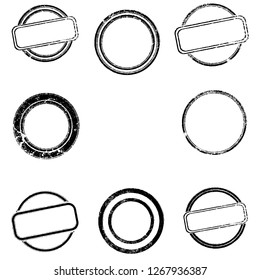 Grunge post Stamps Collection, Circles. Banners, Insignias , Logos, Icons, Labels and Badges Set . vector distress textures.blank shapes.