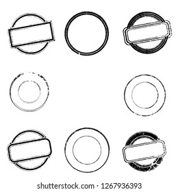 Grunge post Stamps Collection, Circles. Banners, Insignias , Logos, Icons, Labels and Badges Set . vector distress textures.blank shapes.
