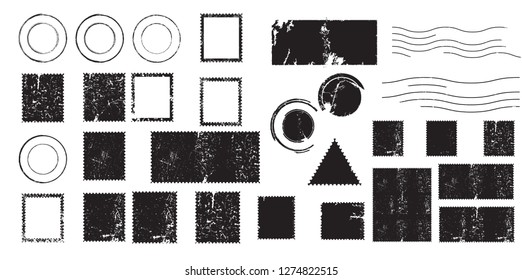 Grunge post Stamps Collection, Circles. Banners, Insignias , Logos, Icons, Labels and Badges Set . vector distress textures.blank shapes.
