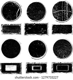 Grunge post Stamps Collection, Circles. Banners, Insignias , Logos, Icons, Labels and Badges Set . vector distress textures.blank shapes.