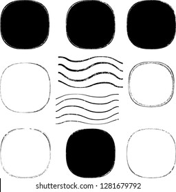Grunge post Stamps Collection, Circles. Banners, Insignias , Logos, Icons, Labels and Badges Set . vector distress textures.blank shapes.
