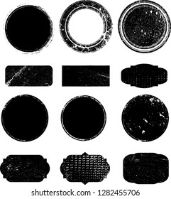 Grunge post Stamps Collection, Circles. Banners, Insignias , Logos, Icons, Labels and Badges Set . vector distress textures.blank shapes.