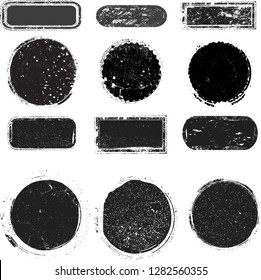 Grunge post Stamps Collection, Circles. Banners, Insignias , Logos, Icons, Labels and Badges Set . vector distress textures.blank shapes.