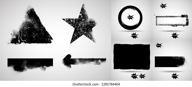 Grunge post Stamps Collection, Circles. Banners, Insignias , Logos, Icons, Labels and Badges Set . vector distress textures.blank shapes.