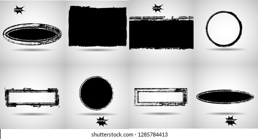 Grunge post Stamps Collection, Circles. Banners, Insignias , Logos, Icons, Labels and Badges Set . vector distress textures.blank shapes.