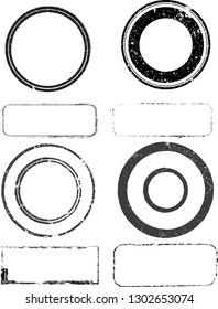 Grunge post Stamps Collection, Circles. Banners, Insignias , Logos, Icons, Labels and Badges Set . vector distress textures.blank shapes.