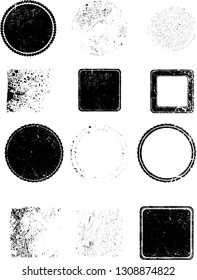 Grunge post Stamps Collection, Circles. Banners, Insignias , Logos, Icons, Labels and Badges Set . vector distress textures.blank shapes.