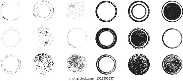 Grunge post Stamps Collection, Circles. Banners, Insignias , Logos, Icons, Labels and Badges Set . vector distress textures.blank shapes.