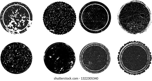 Grunge post Stamps Collection, Circles. Banners, Insignias , Logos, Icons, Labels and Badges Set . vector distress textures.blank shapes.