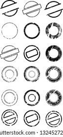 Grunge post Stamps Collection, Circles. Banners, Insignias , Logos, Icons, Labels and Badges Set . vector distress textures.blank shapes.