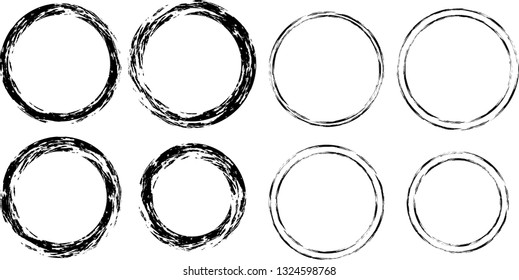 Grunge post Stamps Collection, Circles. Banners, Insignias , Logos, Icons, Labels and Badges Set . vector distress textures.blank shapes.
