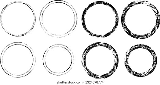 Grunge post Stamps Collection, Circles. Banners, Insignias , Logos, Icons, Labels and Badges Set . vector distress textures.blank shapes.
