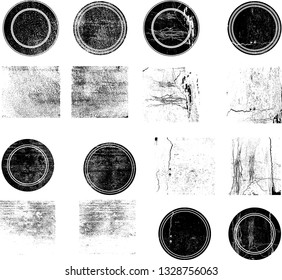 Grunge post Stamps Collection, Circles. Banners, Insignias , Logos, Icons, Labels and Badges Set . vector distress textures.blank shapes.