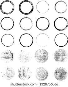 Grunge post Stamps Collection, Circles. Banners, Insignias , Logos, Icons, Labels and Badges Set . vector distress textures.blank shapes.